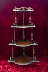 MID VICTORIAN WALNUT WOOD ETAGERE / WHAT NOT STAND CIRCA 1850