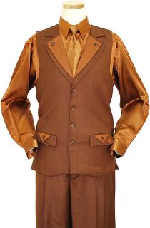 Steve Harvey Chestnut Double Lapel 2 Pc Vested Outfit # 1013V   Click 