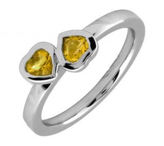 Simply Stacks Sterling & Citrine Double Heart Ring   J299345