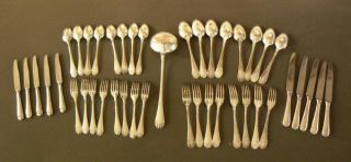 RARE Antique Christofle Directoire Silver PL 43pc Set Forks Spoons