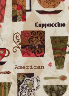 Coffee PEVA Vinyl Tablecloth Cappuccino Cup Latte Espresso Mug Kitchen