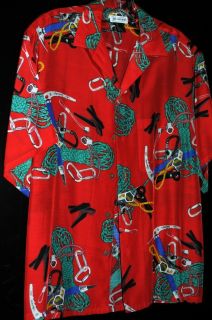 Chouinard Hawaiian shirt with climbing gear motif