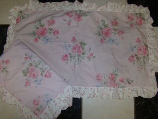 SIMPLY SHABBY CHIC MISTY ROSE PINK WHITE STANDARD SIZE 2 PILLOW SHAMS