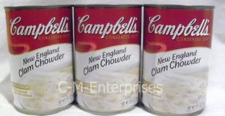 Campbells New England Clam Chowder Soup 10 75oz 3 Cans