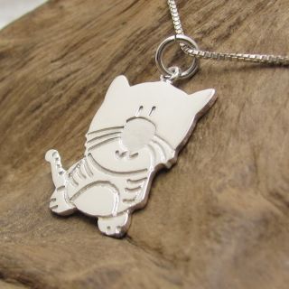 pendant pendants plain cute chubby kitty cat 925 silver pendant