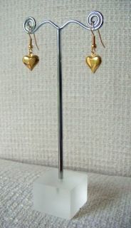 Small Gold Coloured Heart Drop Earrings
