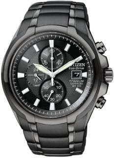 Citizen Eco Drive Black Titanium 100M Chronograph Sapphire Watch