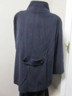 Cinzia Rocca Petite Stand Collar Wool A Line Coat 10P Navy $865