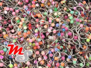 Mixed Lot 100 14g Circular Barbell Belly Body Jewelry