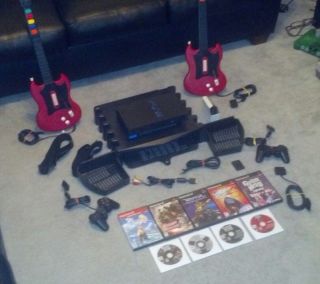 Sony PlayStation 2 Black Fat Console System HUGE LOT PS2 Guitar Hero