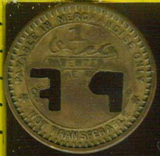 Clairfield TN Tennessee Clairfield Jellico Coal $1 00 Scrip Token A100