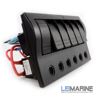 Gang Boat Circuit Breaker Panel with Switches Black 182 5×100MM