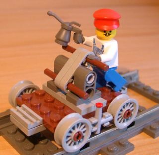 Custom FUN RAILROAD HANDCAR set for town/train/city LEGO pump trolley