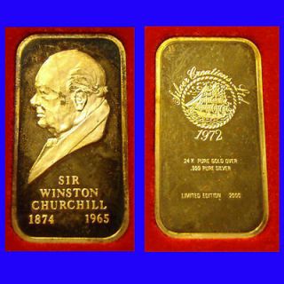 Sir Winston Churchill 1972  1oz Gold & Silver Bar#11 Silver Creations