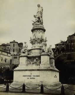 1880s Italy Statue Christopher Columbus Genoa