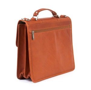 ClaireChase Tuscan Premium Leather Briefcase Saddle Tan
