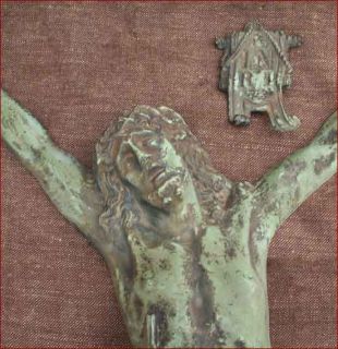 Antique Large French Crucifix Solid Bronze Dubois 1880