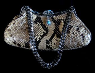 CLARA KASAVINA RUMBA Python Snakeskin w/Turquoise EMBELLISHMENT