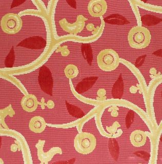 Clarence House La Jungle Red Reversed Cotton Polyester New Remnant
