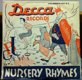 FRANK LUTHER nursery rhymes 3x 78 Rpm VG+ Decca Set K 2 w/Book