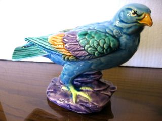 Exoctic Hawk Bird of Prey Ceramic Turquoise Orange Purple Beautiful