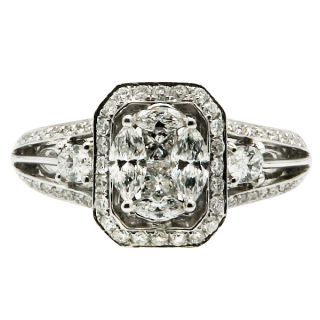  Diamond 1 12C Marquise Princess Oval Engagement Cluster Ring
