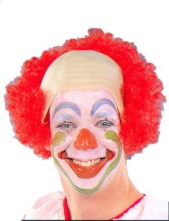 Red Bow Head Clown Wig with Bald Cap Circus Clown Red Wig Accessories