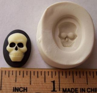 Mini Human Skull Cameo Clay Push Mold Skeleton Goth