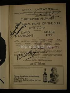 Christopher Plummer The Royal Hunt of The Sun Cast Signed Theatre