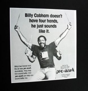 Pro Mark Drumsticks Billy Cobham 1982 print Ad