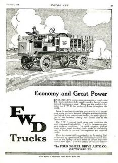 1919 FWD Four Wheel Drive Truck Ad Clintonville Wis