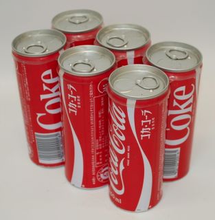Coca Cola Collectable 6 Pack of 250ml Pull Top Japan Empty Cans