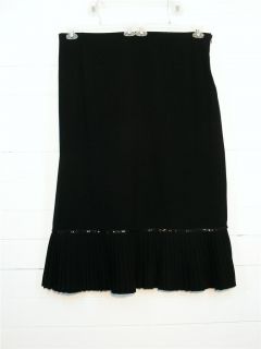 Cato Black Stretch Pleated Hemline Long Skirt Sz 24W