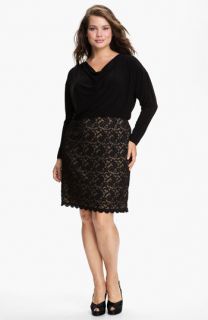 Adrianna Papell Lace Skirt Blouson Dress (Plus)