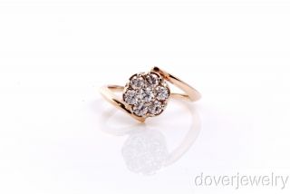 Modern 0.50ct Diamond 14K Gold Flower Cluster Engagement Ring NR