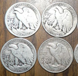 Liberty Walking 90% Silver Half Dollars   1918, 1918 S, 1945, 1946