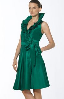 Lauren by Ralph Lauren Ruffled Silk Dupioni Wrap Dress