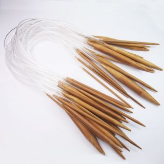 24 60cm Circular Bamboo Carbonized Knitting Needles 18pairs