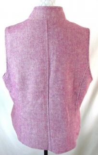 Coldwater Creek Herringbone Print Pattern Purple White 16 Vest Jacket