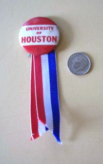 Vintage 1950s Houston College Football pinback with Ribbon pin