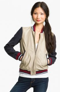Collection B Faux Leather Baseball Jacket (Juniors)