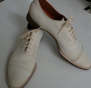 1930 40 s White Buck Edwin Clapp Shoes Hand Sewn Welt USA Cap Toe 9 1