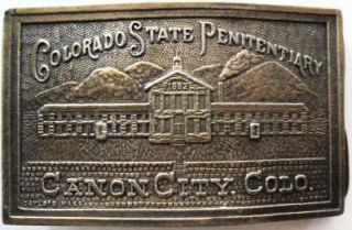 Colorado State Penitentiary Cannon City Brass Belt Buckle