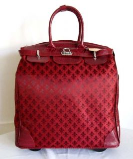  COMPUTER LAPTOP TOTE BAG DUFFEL ROLLING WHEEL PADDED RED COLORED CASE