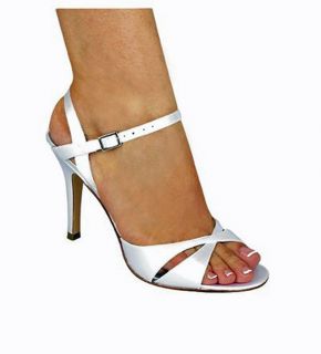 Colorful Creations Sabrina Dyeable White Satin Strappy Heels Pumps