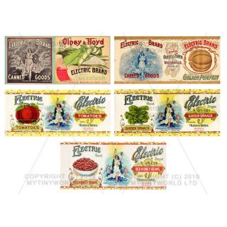 Set of 5 Miniature Food Labels 1890s 1910s