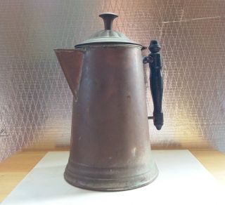Antique Rome 6 Copper Coffee Pot with Wood Grip Handle