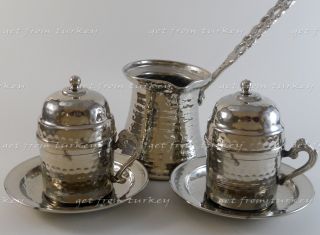 Espresso Turkish Coffee Set Handmade Crafted Copper Cup Mug Pot