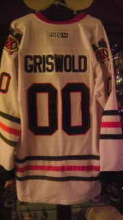 Clark Griswold white Blackhawks jersey #00 Sz 50 L. 14 DAY MONEYBACK
