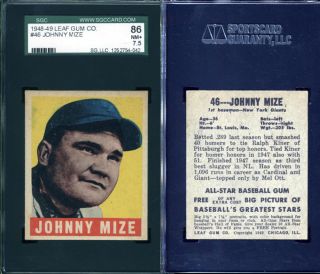 1948 Leaf 46 Johnny Mize Giants SGC 86 7 5